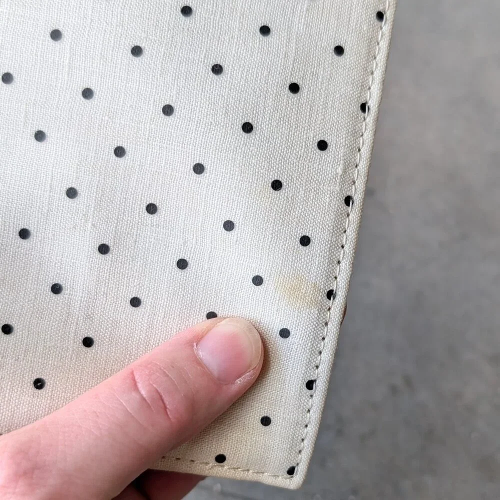 Kate Spade New York Ivory Black Polka Dots Zippered Leatherette Pencil Pouch